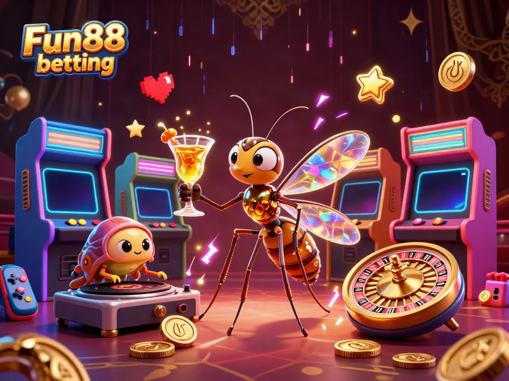 Experience Fun88 betting in a vibrant casino scene with dynamic characters and colorful gaming elements.