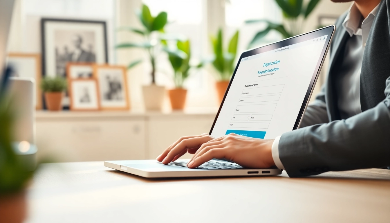 Complete the eta application uk smoothly on a laptop in a cozy office, showcasing the process.